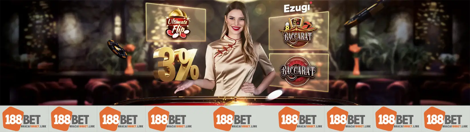 Banner sảnh Casino Nhà cái 188BET Link