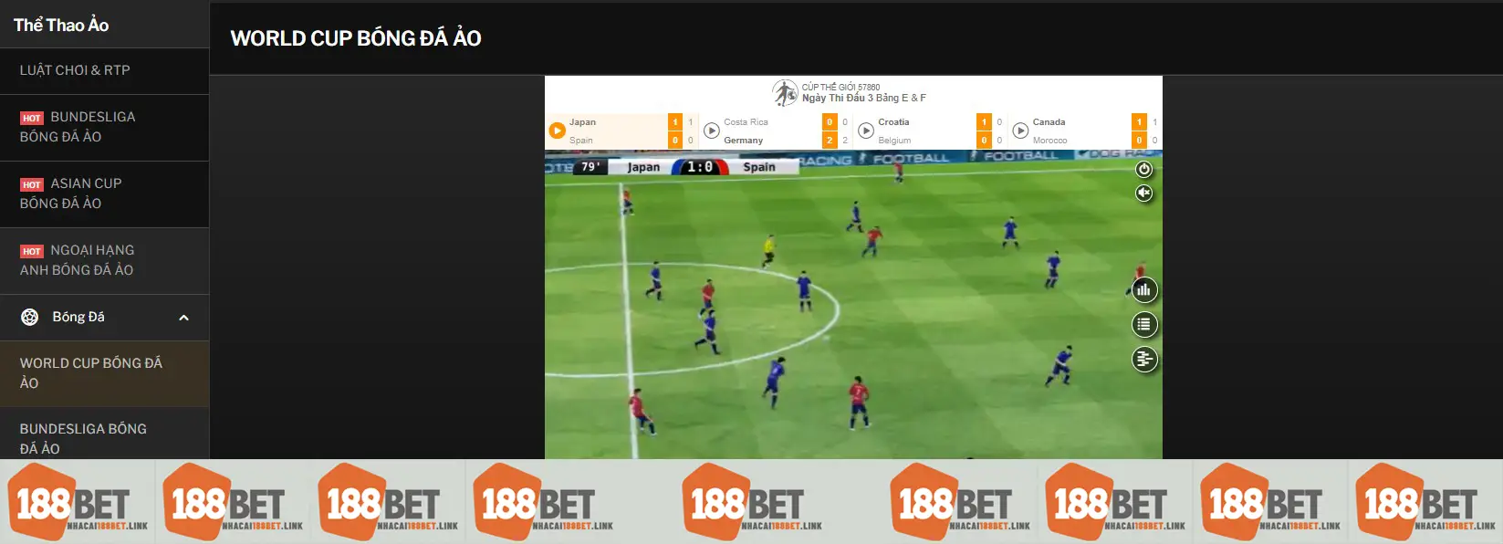 Banner sảnh Thể thao ảo Nhà cái 188BET Link