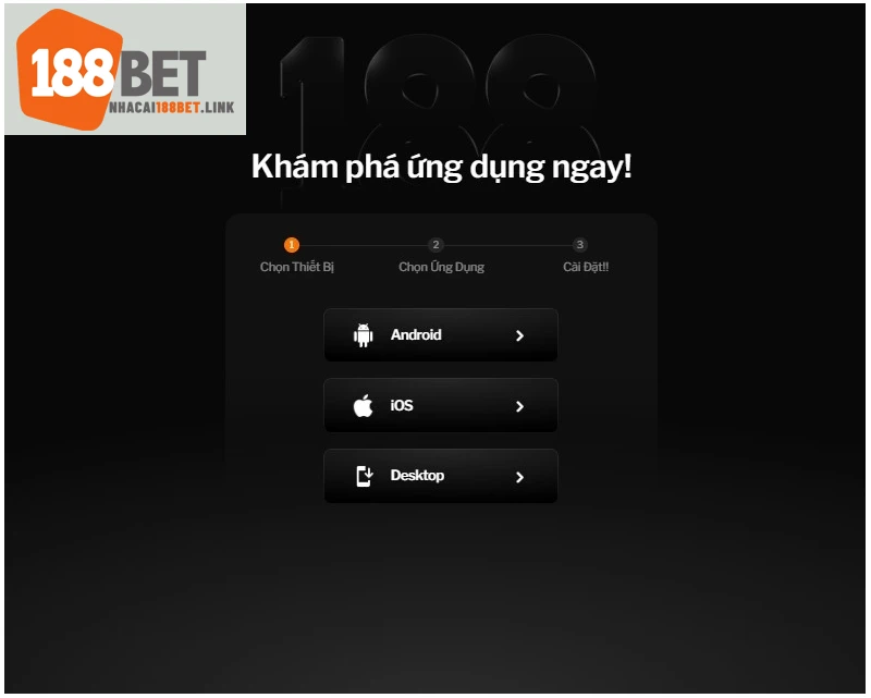 Giao diện tải ứng dụng tại trang chủ Nhà cái 188BET Link