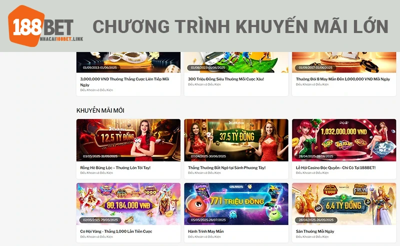 Link 188BET cung cấp nhiều chương trình khuyến mãi hấp dẫn