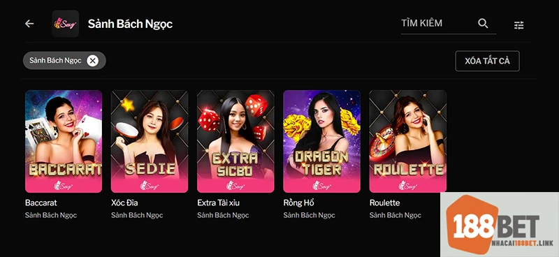Lượng game ở sảnh Bách Ngọc - Sexy Baccarat tuy ít hơn nhưng vô cùng chất lượng